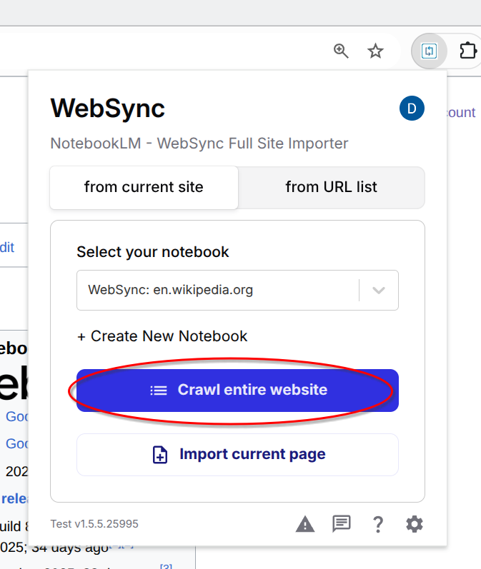 Crawl website action in WebSync